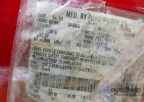 2009 Ford F-150 Stx/Xl from USA, damaged, VIN 1FTRX12W99FB47521